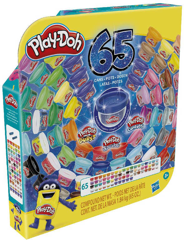 HASBRO PLAY-DOH MEGA barevný set 65 kelímků s modelínou 1,84kg v krabici