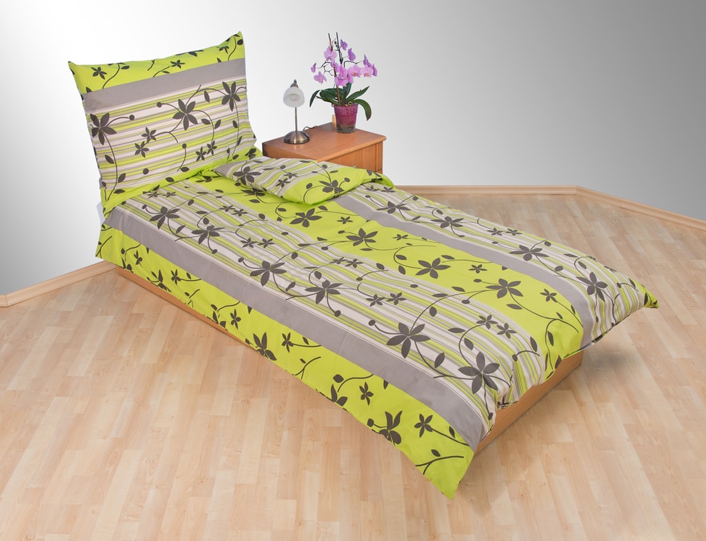 Přehoz přes postel jednolůžkový Listy zelenošedé - , Výběr rozměru: