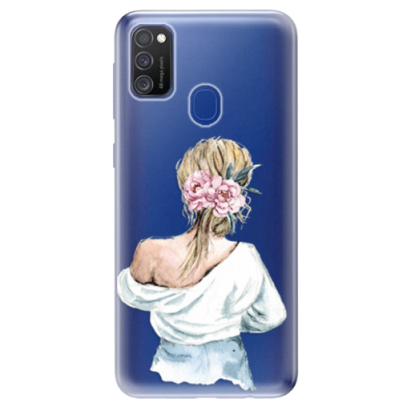 Odolné silikonové pouzdro iSaprio - Girl with flowers - Samsung Galaxy M21