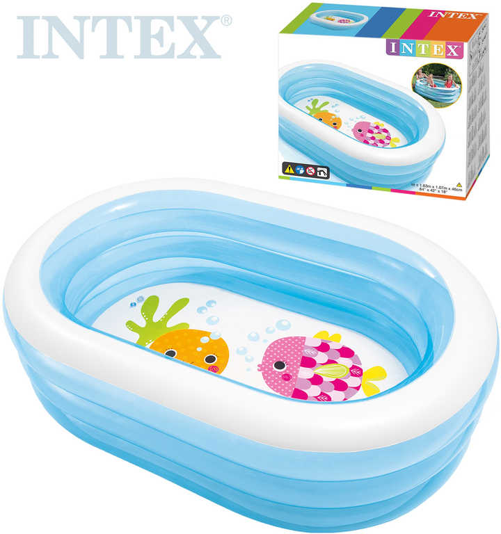INTEX Bazén dětský nafukovací ovál 163x107x46cm s rybičkami 57482