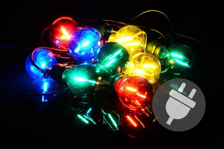 Zahradní párty osvětlení LED - skleněné žárovky - barevné