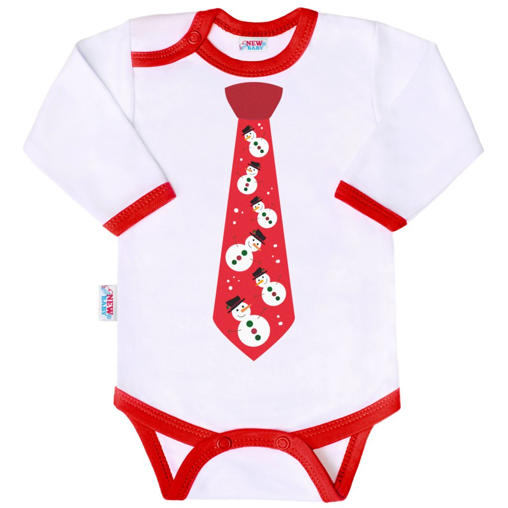 Body s potiskem New Baby s kravatou - červená/68 (4-6m)