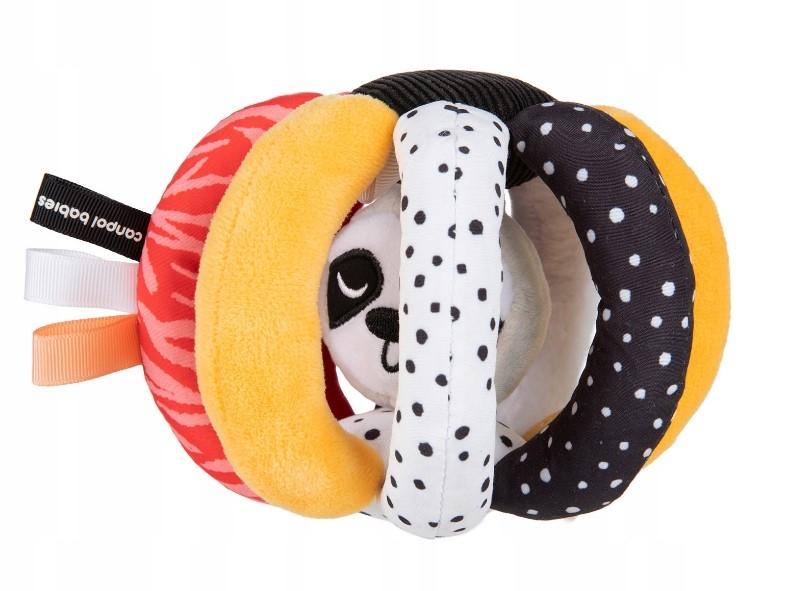 Senzorická plyšová hračka s chrastítkem a pískatkem Canpol Babies, Míč a Panda