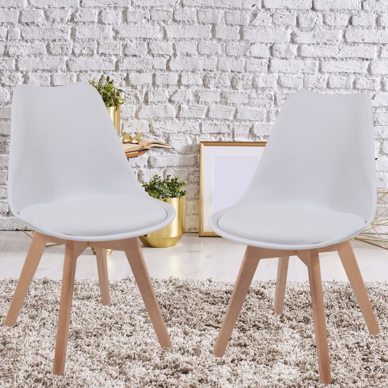 MIADOMODO Sada jídelních židlí, bílá, 6 kusů