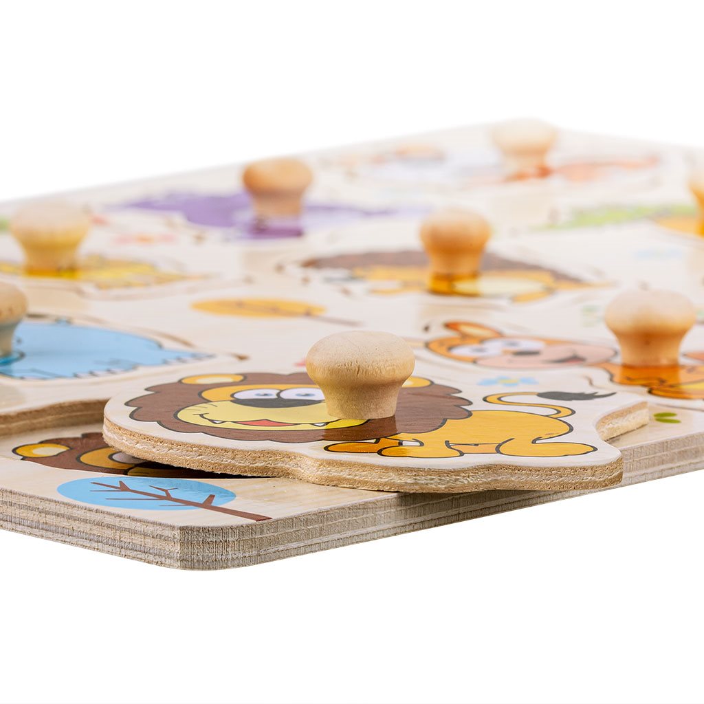 Dětské dřevěné puzzle s úchyty Akuku