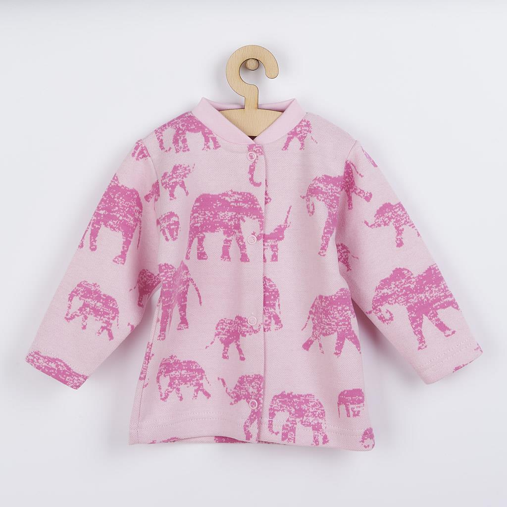 Kojenecký kabátek Baby Service Sloni - růžová/74 (6-9m)