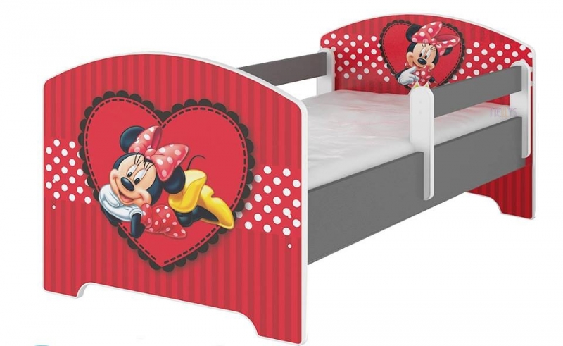 BabyBoo Dětská postel Disney - Minnie Srdíčko - bez zábran, D19 - 140x70