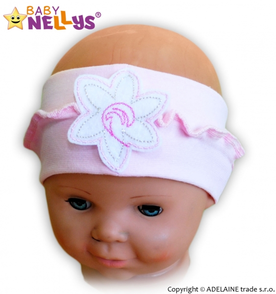 Čelenka Baby Nellys ® s květinkou a volánkem - sv. růžová - 12/24měsíců