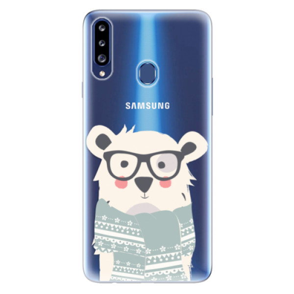 Odolné silikonové pouzdro iSaprio - Bear with Scarf - Samsung Galaxy A20s