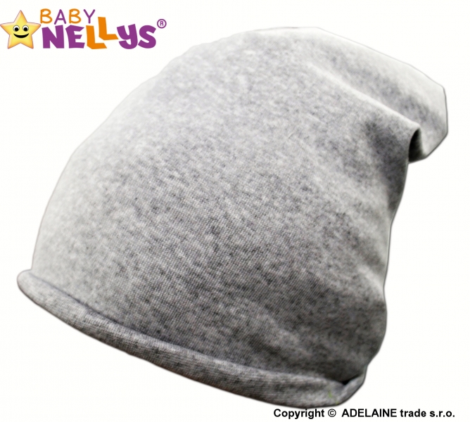 Bavlněná čepička Klasik Baby Nellys ® - šedý melír - 48/54 čepička obvod