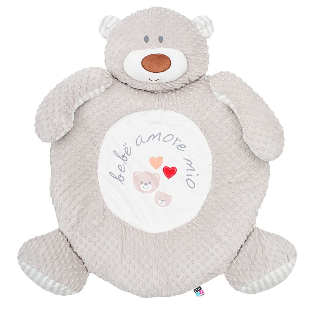 Luxusní hrací deka z minky s melodií PlayTo medvídek - šedá