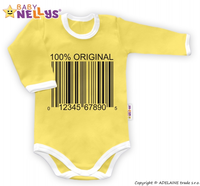 Baby Nellys Body dlouhý rukáv 100% ORIGINÁL - žluté/bílý lem