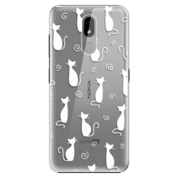 Plastové pouzdro iSaprio - Cat pattern 05 - white - Nokia 3.2
