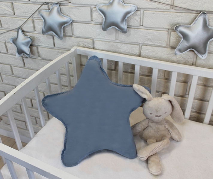 Baby Nellys Dekorační oboustranný polštářek - Hvězdička, 45 cm - šedá