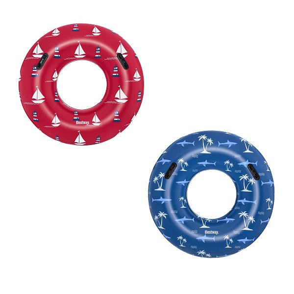 Bestway - Nafukovací kruh s úchyty (červený, modrý), průměr 119 cm