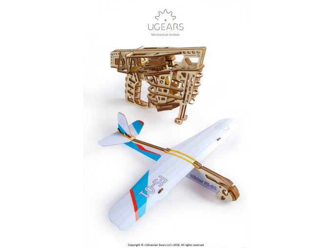 Ugears 3D dřevěné mechanické puzzle Vystřelovací letadlo