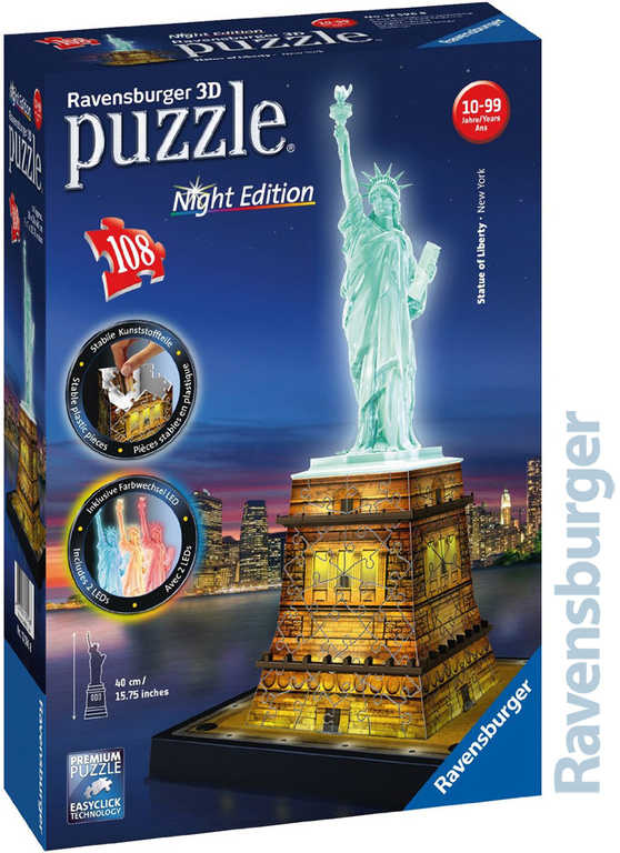 RAVENSBURGER Puzzle 3D Socha svobody Noční edice 108 dílků