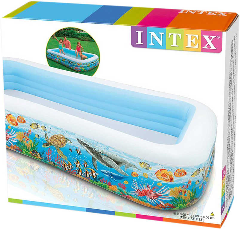 INTEX Bazén rodinný obdelník nafukovací 305x56x183cm mořský svět 58485