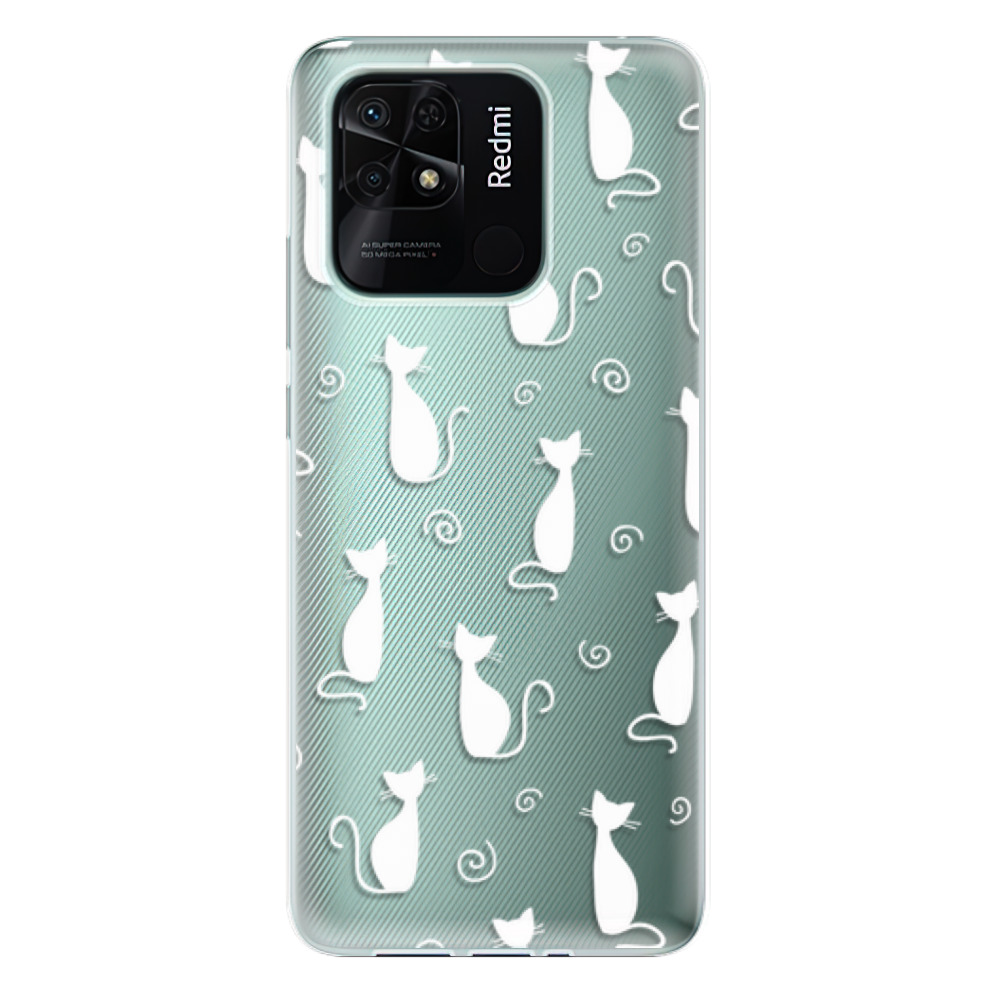 Odolné silikonové pouzdro iSaprio - Cat pattern 05 - white - Xiaomi Redmi 10C
