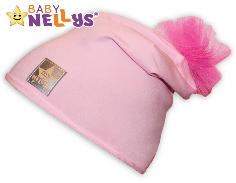 Bavlněná čepička Tutu květinka Baby Nellys ® - sv. růžová, 48-52 - 48/52 čepičky obvod