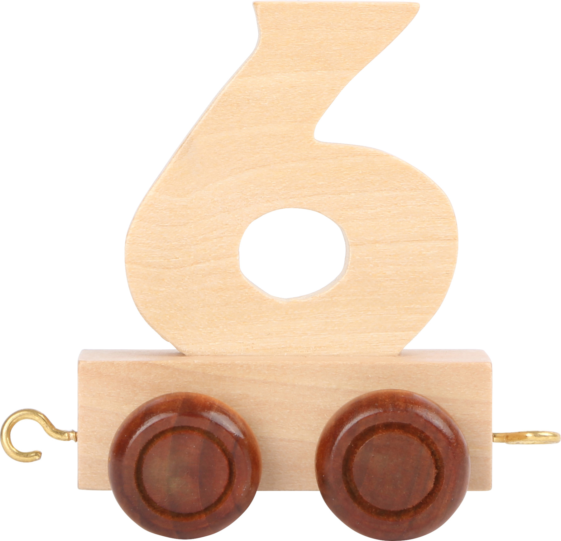 Vagónek dřevěné vláčkodráhy - přírodní číslice - číslo 6