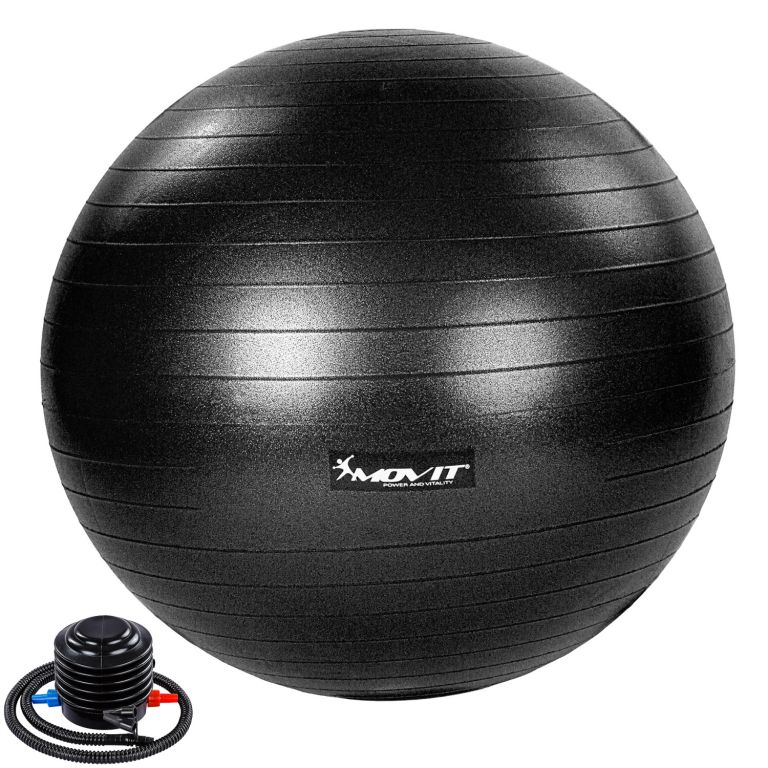 MOVIT Gymnastický míč s nožní pumpou, 75 cm, černý