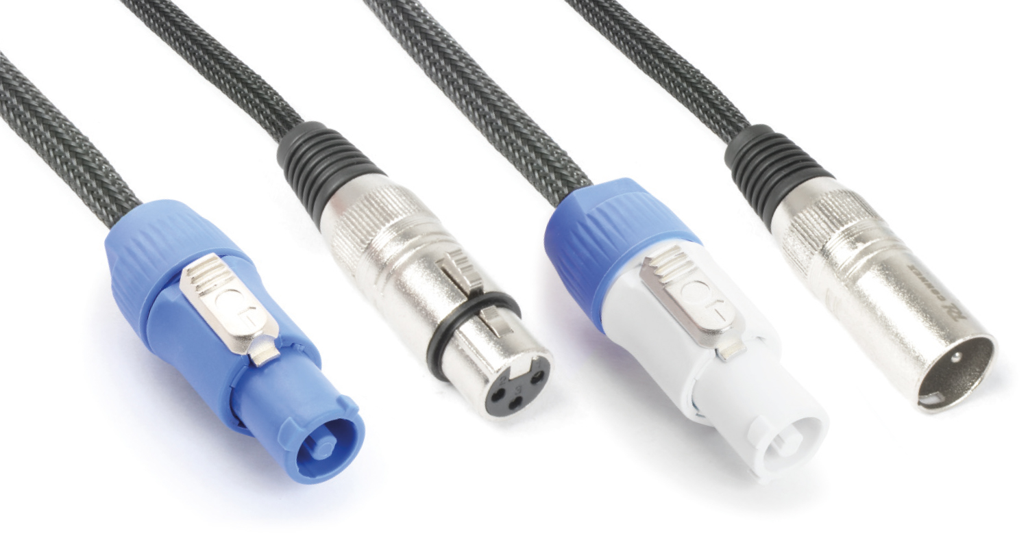 BeamZ CX06-2, dvojitý kabel PowerCon B, XLR (m)/PowerCon A, XLR (f), 2 m