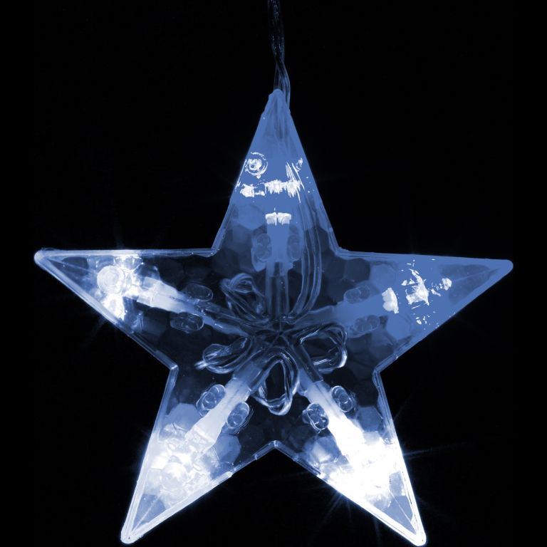 Vánoční dekorace, svítící hvězdy, 61 LED, studeně bílé
