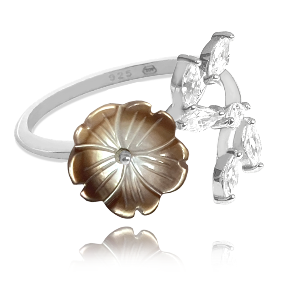 Luxusní rozkvetlý stříbrný prsten MINET FLOWERS s bílými zirkony vel. 56