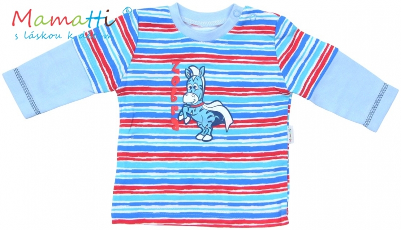 Tričko dlouhý rukáv Mamatti - ZEBRA - sv. modré/barevné pružky