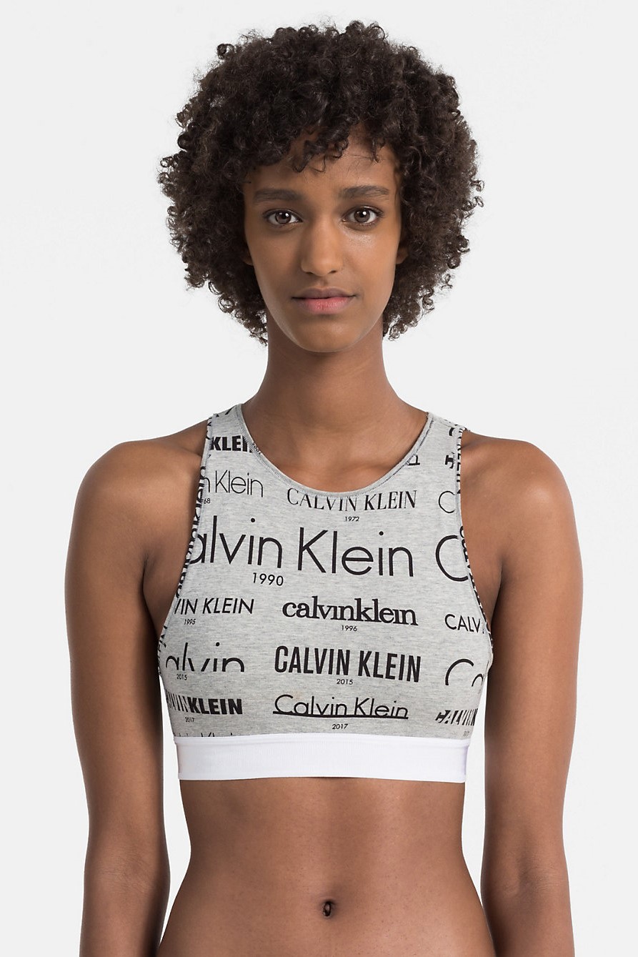 Podprsenka sportovní Bralette Modern Cotton QF4056E - Calvin Klein - Černá s potiskem/M