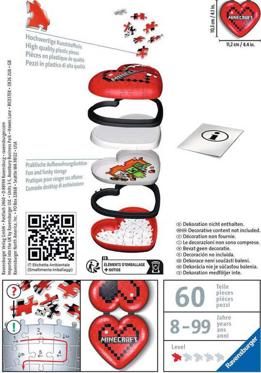 RAVENSBURGER Puzzle 3D šperkovnice Srdce 54 dílků plast