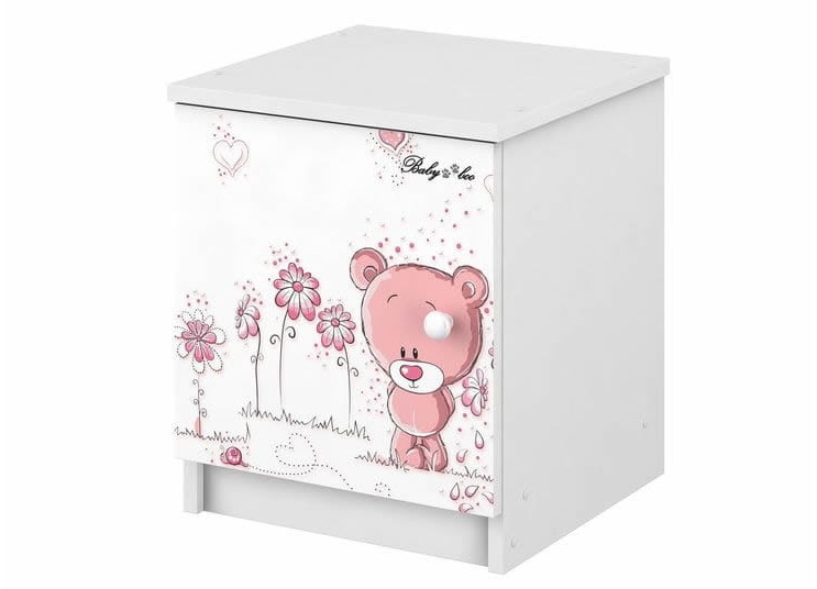 BabyBoo Noční stolek - Medvídek STYDLÍN růžový, D19