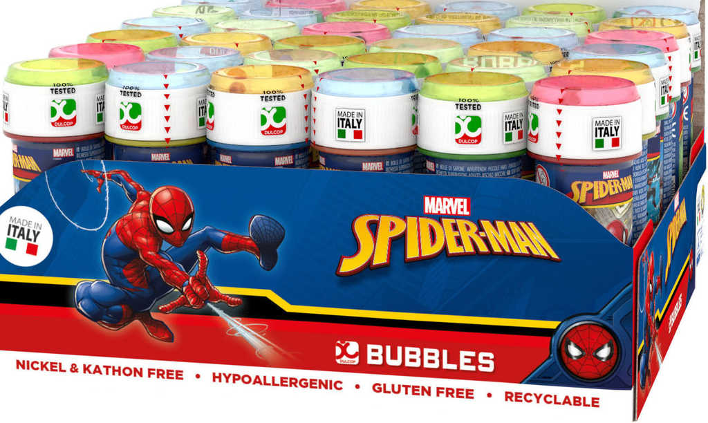 Bublifuk Spiderman 60ml dětský bublifukovač s hrou ve víčku