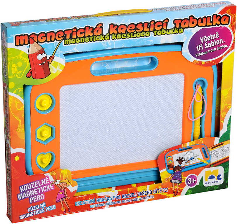 MAC TOYS Tabulka dětská magnetická set s razítky a kouzelným perem plast