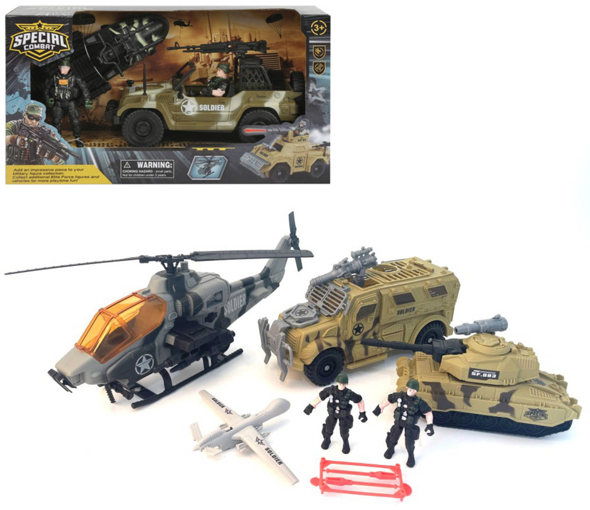 Vojenská army sada figurky s vojenskými vozidly a doplňky 3 druhy plast