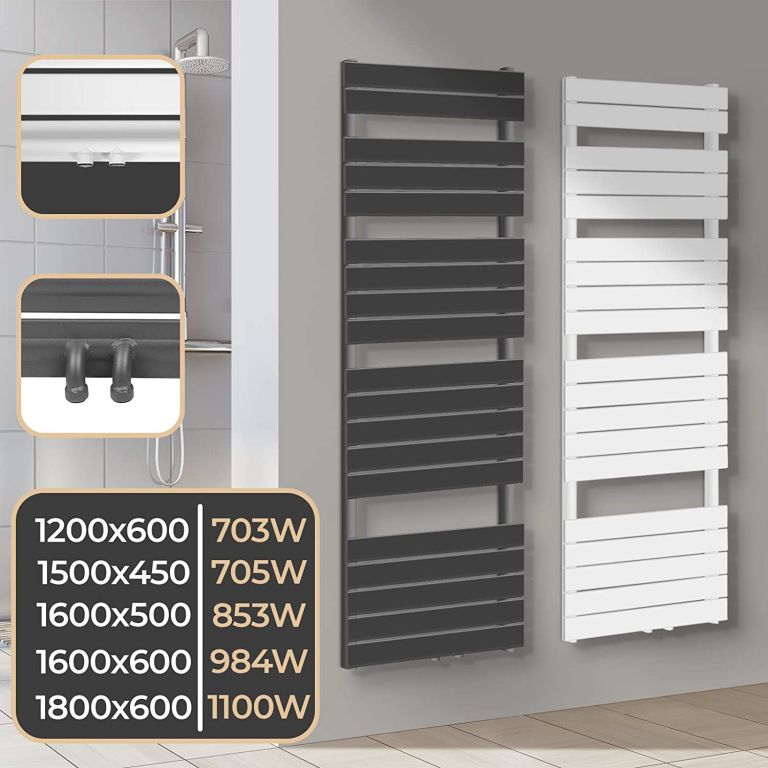 AQUAMARIN Vertikální koupelnový radiátor 180x60 cm, antracit