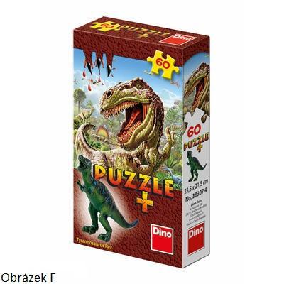 DINO Puzzle 60 dílků Dinosauři 6 druhů + figurka dinosaura