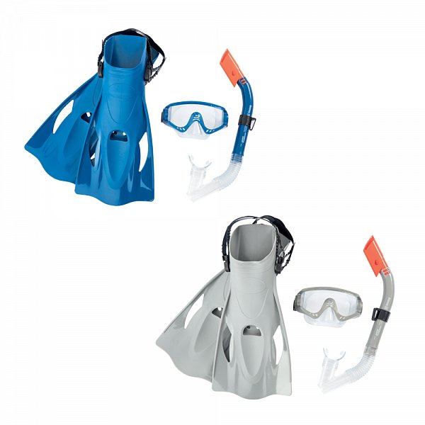Bestway - Šnorchlovací set MERIDIAN- ploutve, brýle, šnorchl (šedý/modrý)