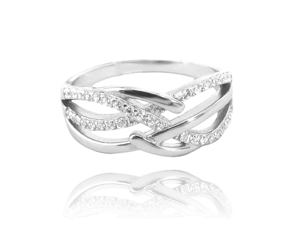 Luxusní stříbrný prsten MINET s bílými zirkony vel. 67