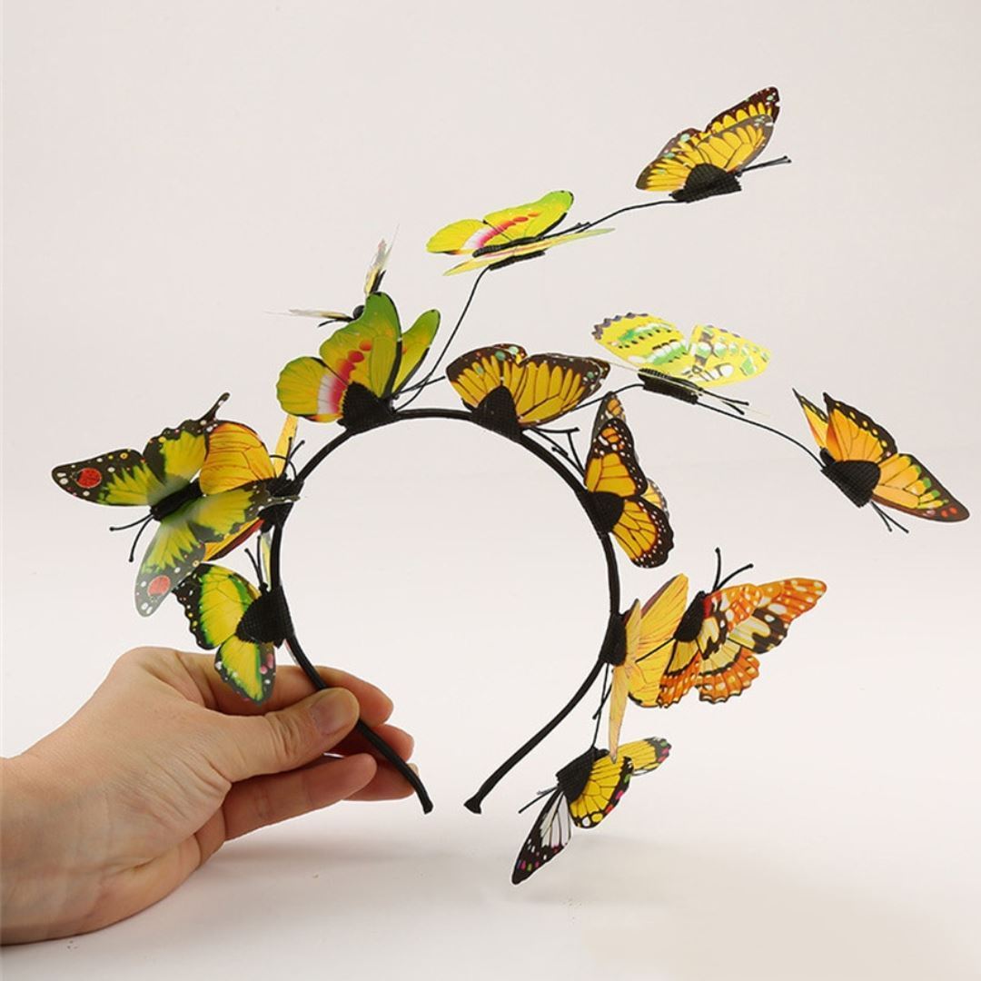 4Leaders Krása a móda - Čelenka s motýlky - žlutá