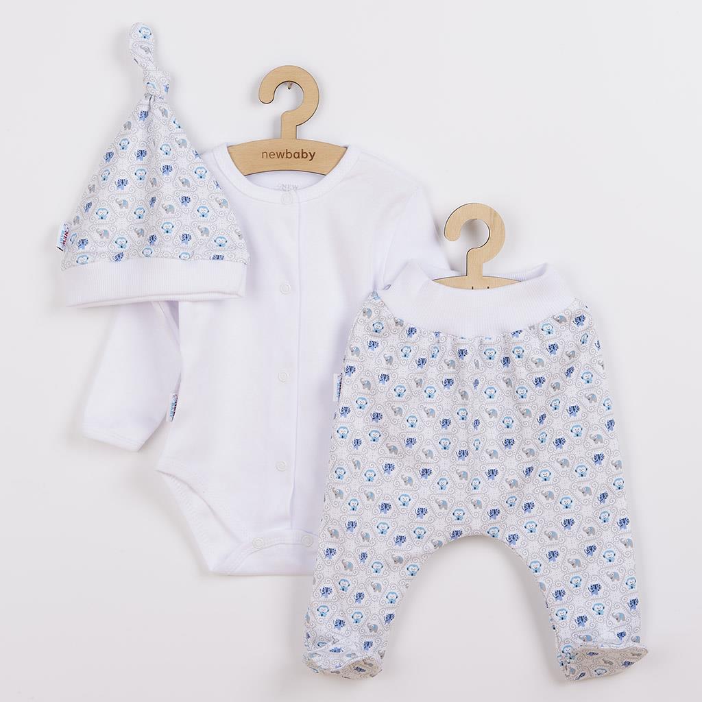 3-dílná bavlněná kojenecká souprava New Baby Kiddy - bílo-modrá - bílá/56 (0-3m)