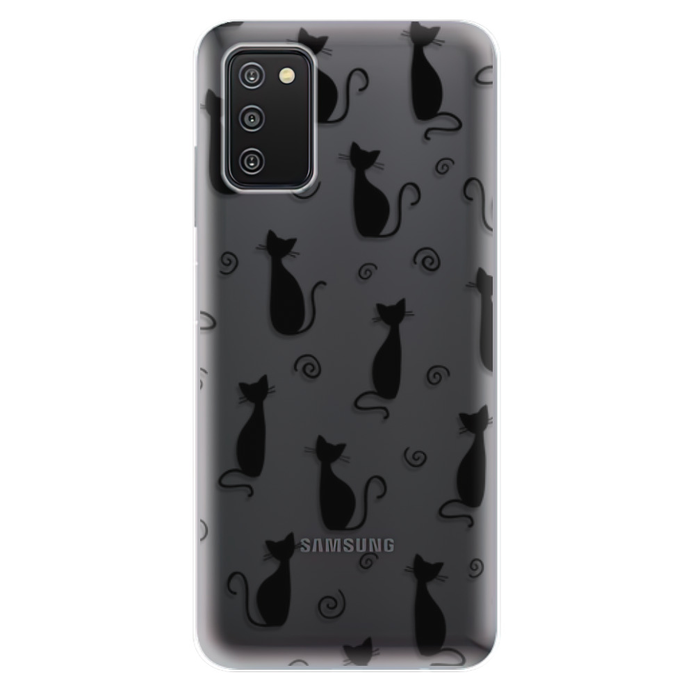 Odolné silikonové pouzdro iSaprio - Cat pattern 05 - black - Samsung Galaxy A03s