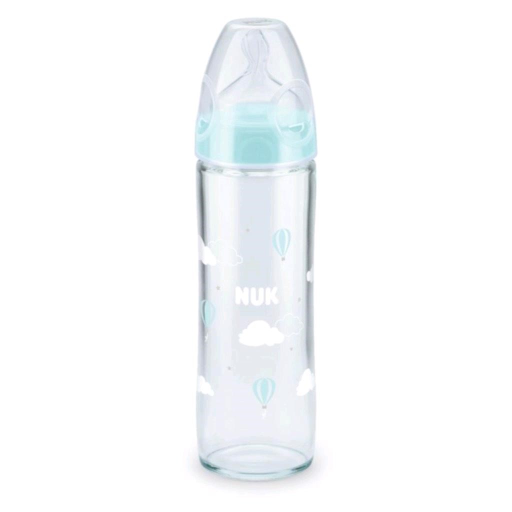 Skleněná kojenecká láhev NUK New Classic 240 ml - modrá