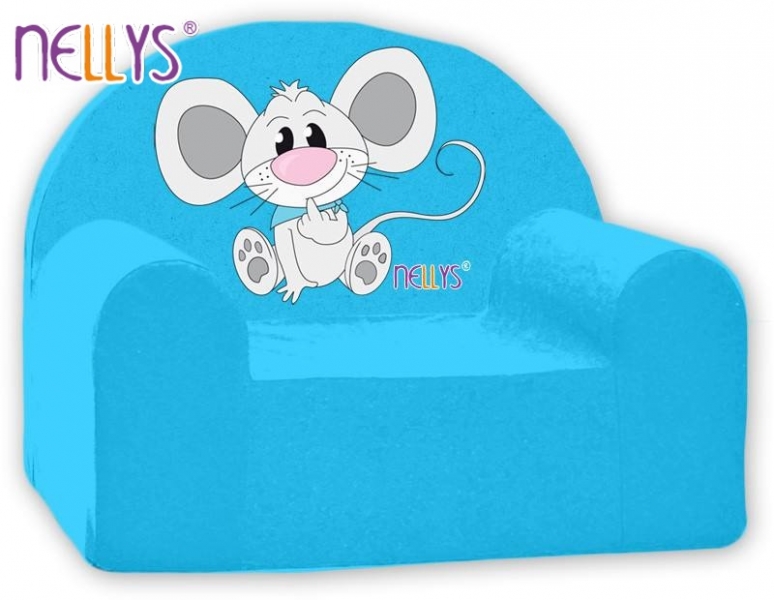 Náhradní potah na dětské křeslo Nellys - Myška v modrém