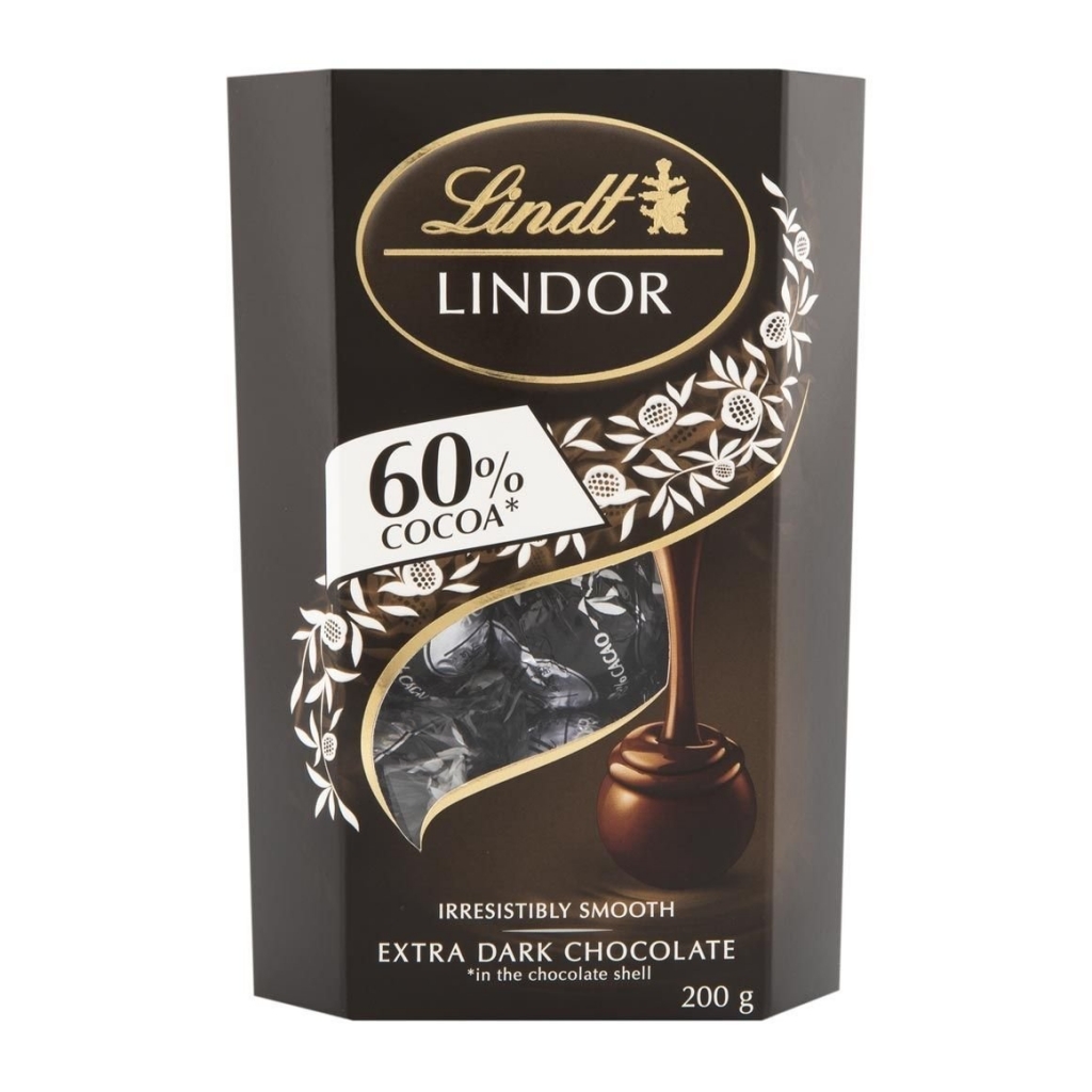 Lindor Extra hořká čokoláda 60% s jemnou krémovou náplní 200 g