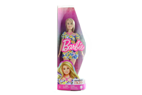 Barbie Modelka - šaty s modrými a žlutými květinami HJT05 TV