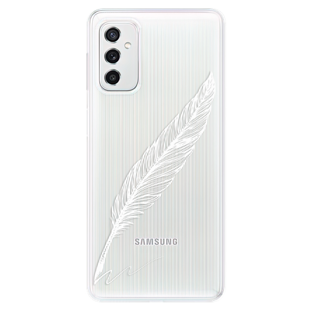 Odolné silikonové pouzdro iSaprio - Writing By Feather - white - Samsung Galaxy M52 5G