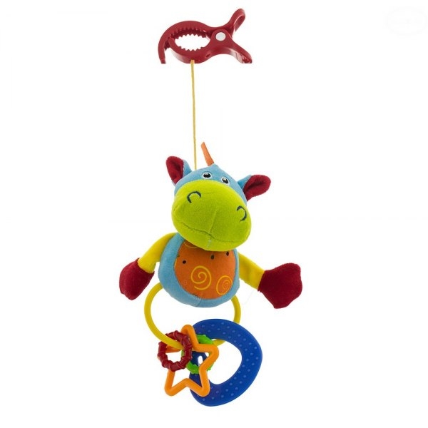 Euro Baby Plyšová hračka s klipsem a chrastítkem - Hippo, Ce19