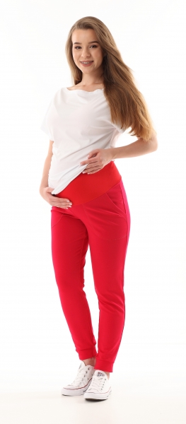 Těhotenské kalhoty/tepláky Gregx, Vigo s kapsami - červené, vel. S - S (36)